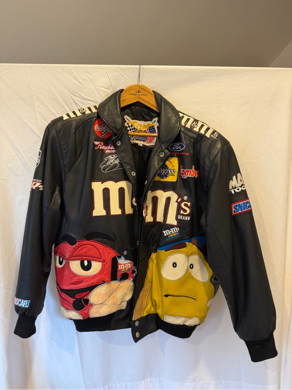 M&M’s Leather Racing Jacket Vintage 1990s Jeff Hamilton RARE